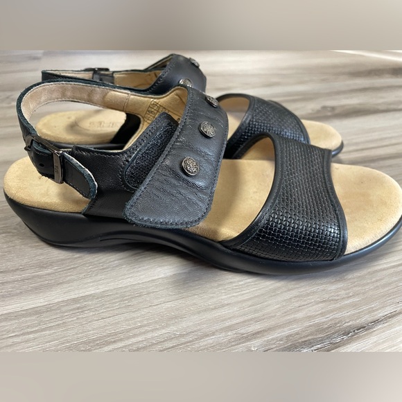 SAS Lisette Ankle Heel Strap Leather Comfort Sandals Black Size 8 - Picture 5 of 8